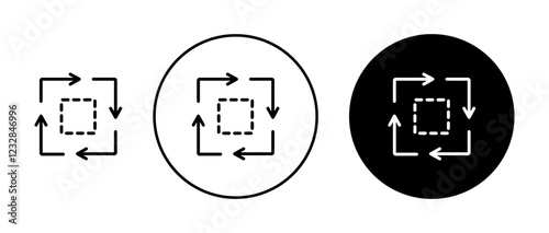 Sequential process icons set in black and blue colors on white background