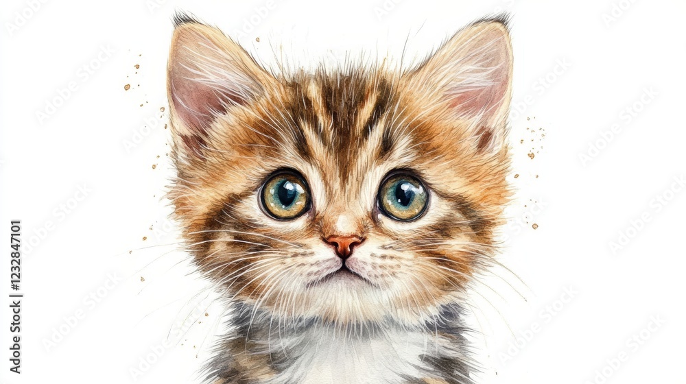 Fototapeta premium Adorable Bengal Kitten with Vibrant Golden Fur and Large Eyes