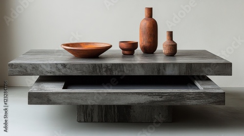 Modern interior design with minimalist wooden decor on a stylish table