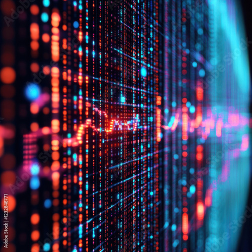 Wallpaper Mural series of vertical digital bars fluctuating in grid, showcasing vibrant colors and patterns that evoke sense of dynamic movement and energy Torontodigital.ca