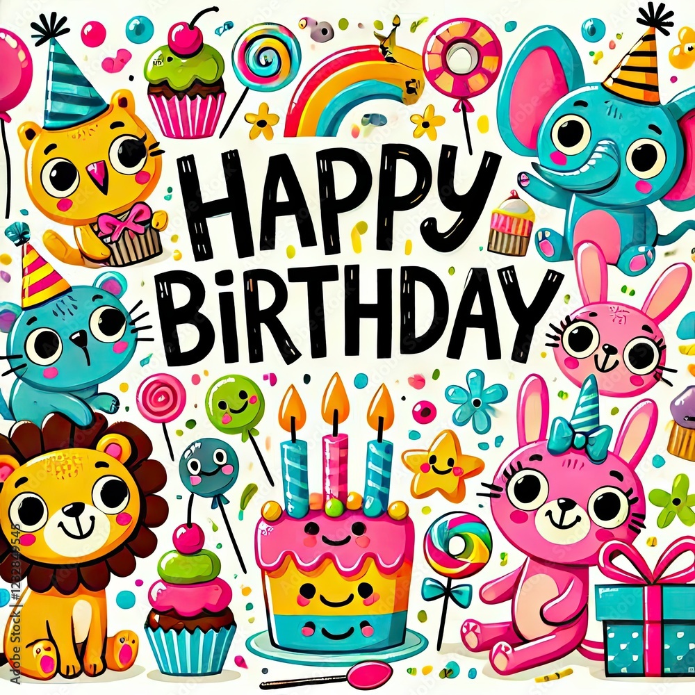 Naklejka premium happy card with animals