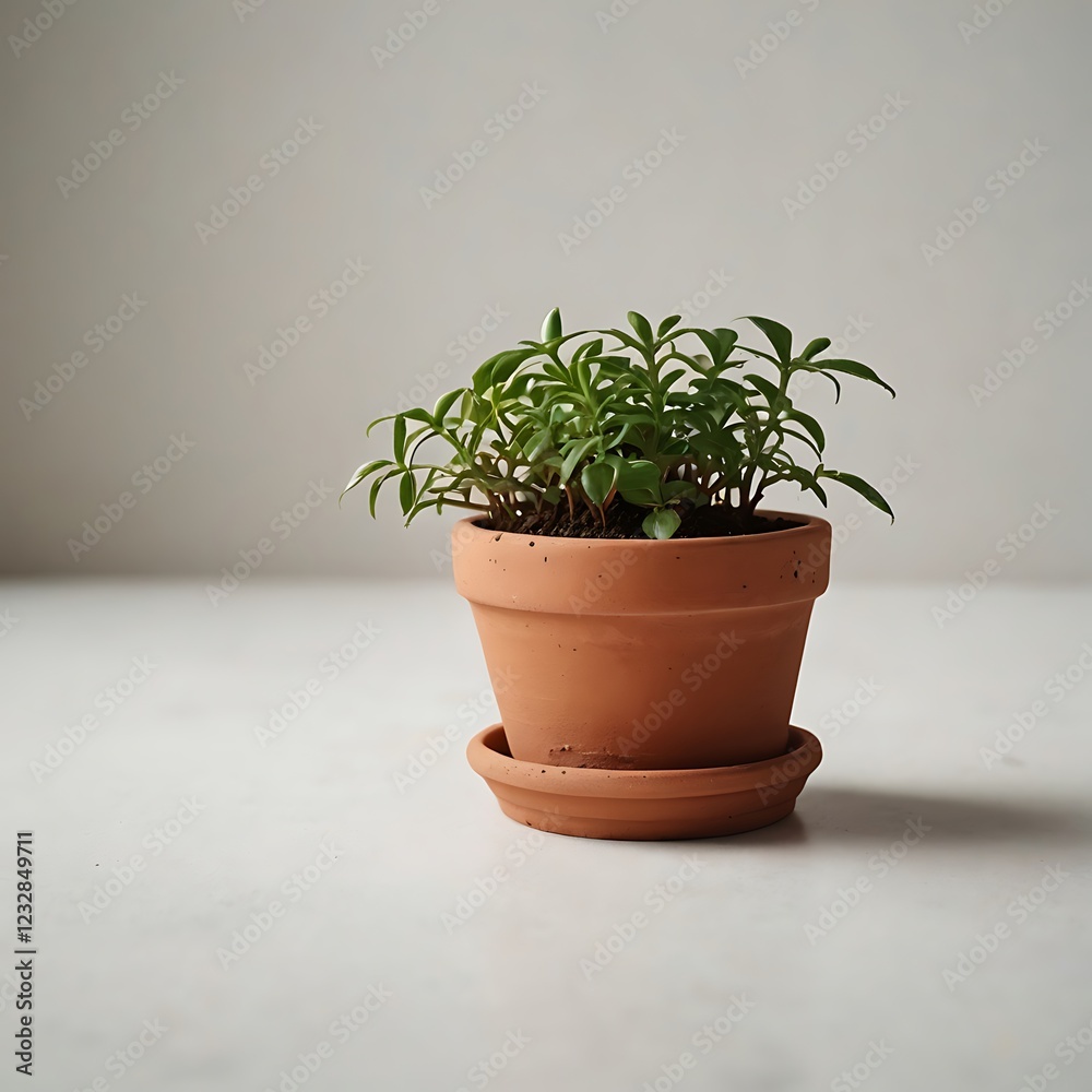 Fototapeta premium Five potted plants on a windowsill with a blurred White background, Home plant. Potted plant isolated on white. Flat. illustration.