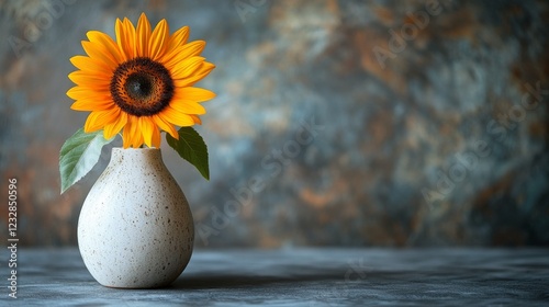 Sunflower in a white vase by the window on a sunny day enhancing indoor decor