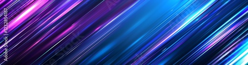 Blue and purple gradient background with diagonal lines, light speed effect, futuristic technology style.