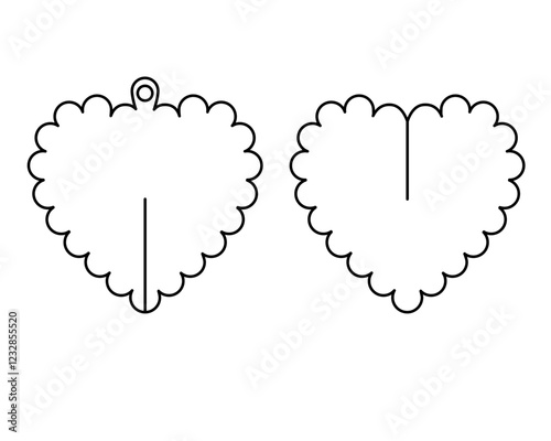 Heart with wavy outline cut model. DIY Heart
scalloped lines, Printable DIY template for 3D figurine simple cardboard craft Heart. Vector image of details for laser cutting. Puzzle 3D plywood