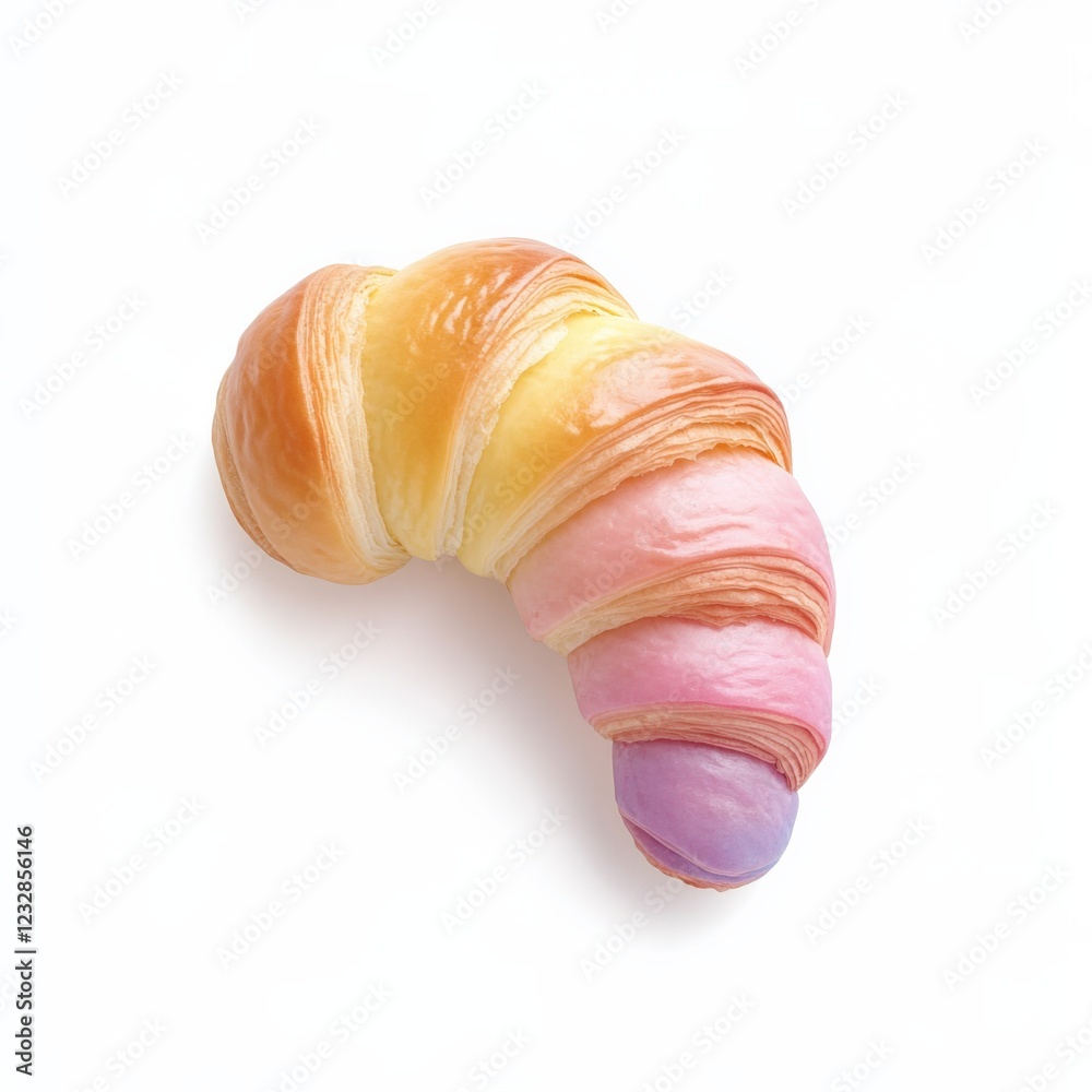 rainbow croissant pastry isolated on white background rainbow croissant pastry isolated on white background