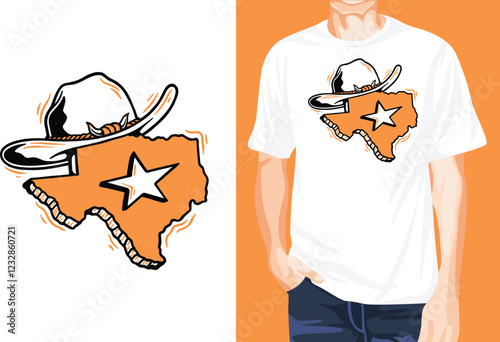 Texas with hat t-shirt design unique idea