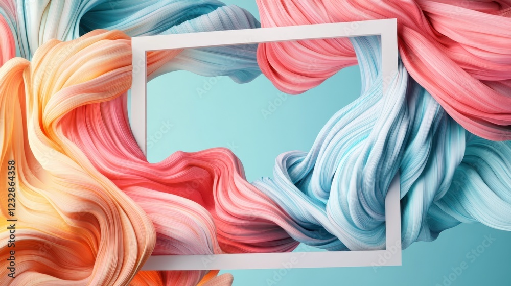 Fototapeta premium Abstract Pastel Swirls Framed In White