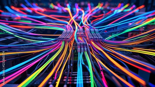 Glowing Fiber Optic Cables Symbolizing Modern Technology