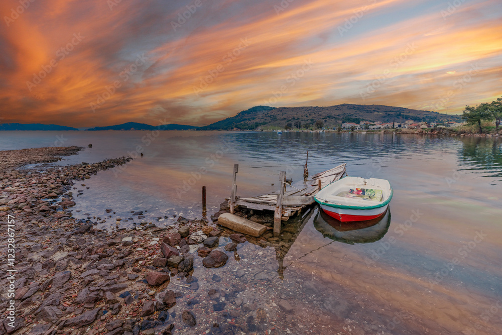 Fishing boats on Ayvalik Bay in Turkey