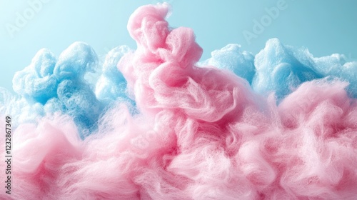 Pink blue cotton candy swirls, studio shot, pastel background, dessert advertisement