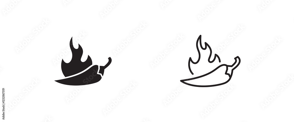 Pepper icon. Hot pepper. Chili icons,editable stroke, flat design style isolated on white linear pictogram, button, vector, sign, symbol, logo, illustration Pepper icon. Hot pepper. Chili icons,editable stroke, flat design style isolated on white linear pictogram, button, vector, sign, symbol, logo, illustration