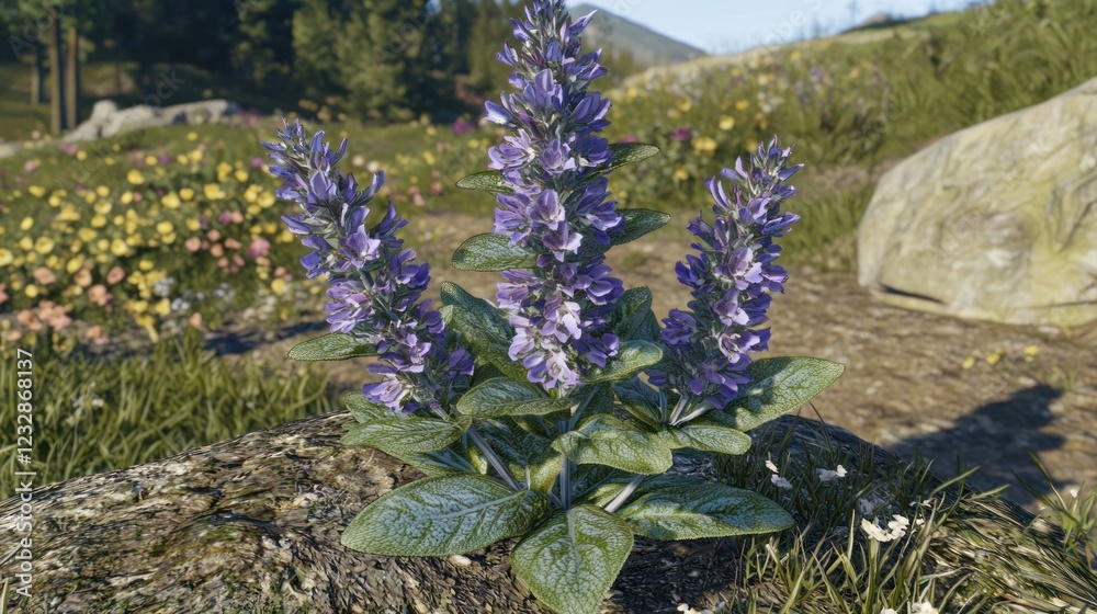 Obraz premium Serene Mountain Meadow Wildflowers