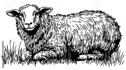 Striking Sheep Image Perfect for Logos and Illustrations, Transparent Background, Sketch