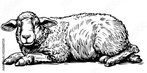 Striking Sheep Image Perfect for Logos and Illustrations, Transparent Background, Sketch