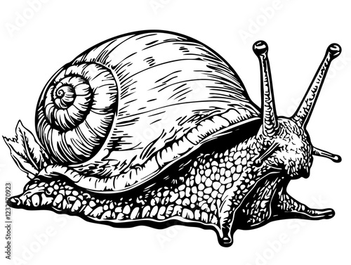 Stylized Snail Outline Versatile Vector Art, Transparent Background, Sketch