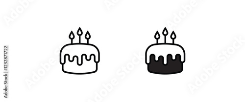 birthday cake icon button, vector, sign, symbol, logo, illustration, editable stroke, flat design style isolated on white