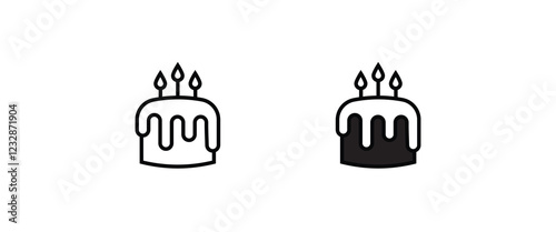 birthday cake icon button, vector, sign, symbol, logo, illustration, editable stroke, flat design style isolated on white