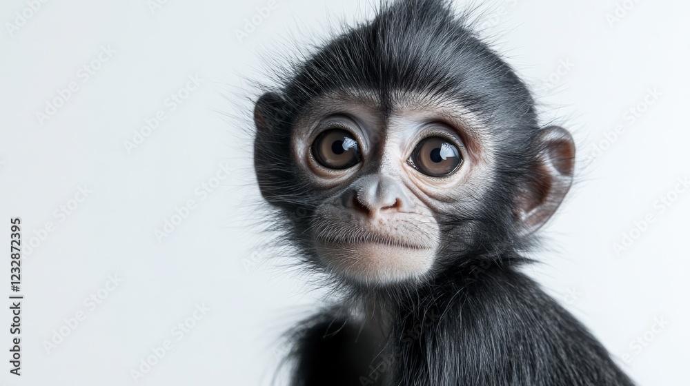 Fototapeta premium adorable baby monkey portrait on white background