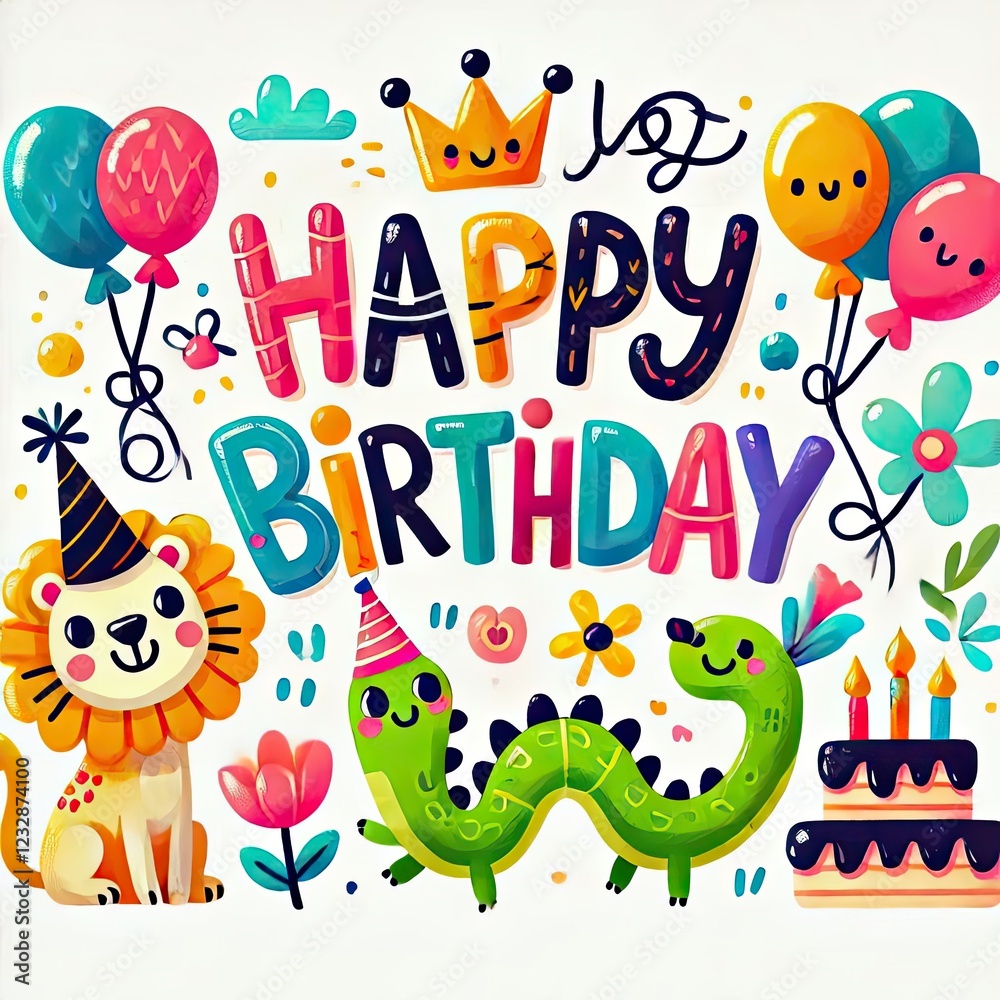 Fototapeta premium happy card with animals