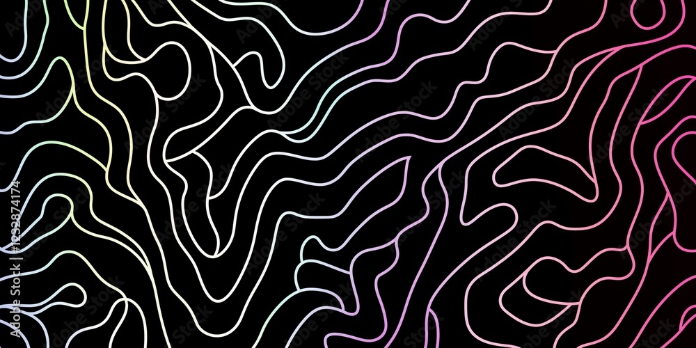 Fototapeta premium Abstract Colorful Wavy Lines on Black Background: A Vibrant and Dynamic Pattern of Curved and Flowing Lines in Various Colors Creating a Mesmerizing Visual Effect
