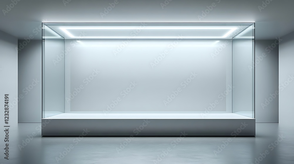 Illuminated Glass Display Case In Modern Room Illuminated Glass Display Case In Modern Room