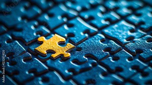 Pieza de puzzle destacada como símbolo de solución y elemento clave