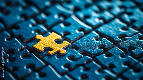 Pieza de puzzle destacada como símbolo de solución y elemento clave
