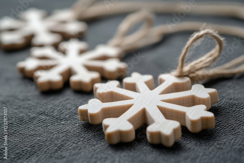 rustic wooden snowflake christmas ornaments on twine