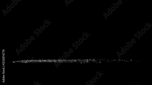 Split Debris Particles Explosion on black png Background. Detonation of stones, meteorites or asteroids. Mining stones fragments flying in slow motion on space.