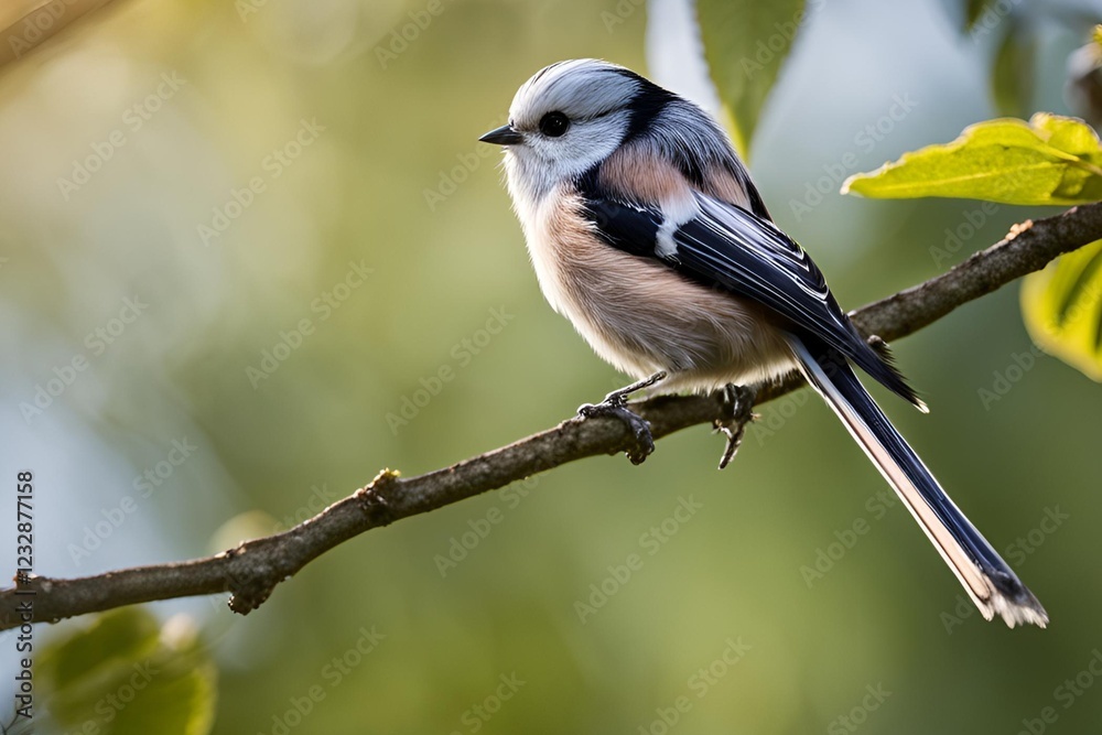 Fototapeta premium Long-tailed tit bird close up