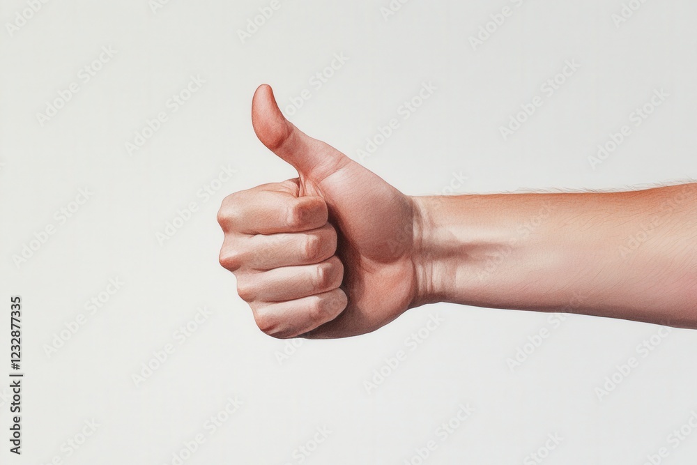 hand gesturing a thumbs up against a white background hand gesturing a thumbs up against a white background
