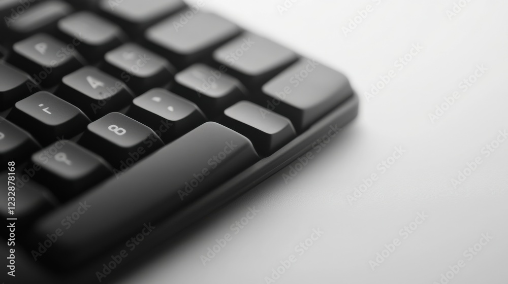 Close-up of a black computer keyboard on a white background Close-up of a black computer keyboard on a white background