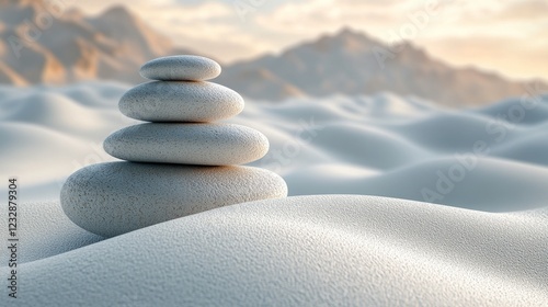 Stacked smooth stones on soft fabric creating a peaceful atmosphere in natura...