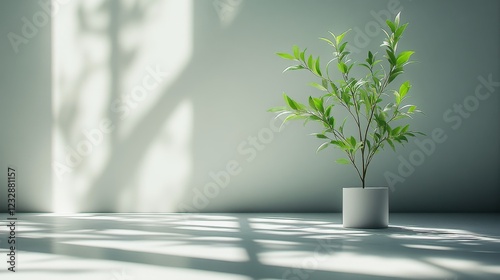 Elegant green leaves reflecting on calm water in a serene atmosphere