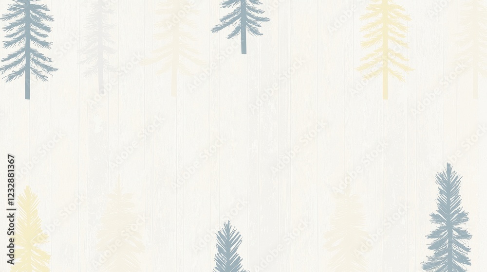 Soft Pastel Tree Pattern on Light Background for Seamless Design Soft Pastel Tree Pattern on Light Background for Seamless Design
