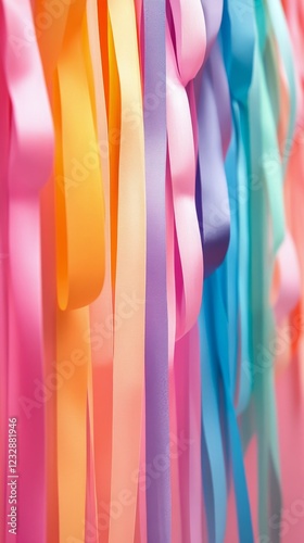 Colorful streamers hanging in a decorative display for a festive occasion