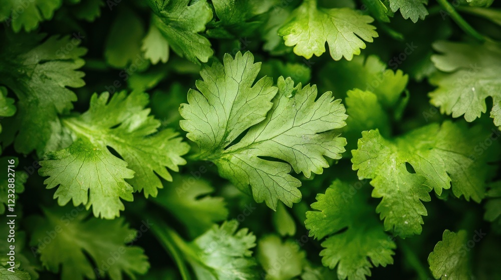 A close-up background of fresh, vibrant green coriander leaves A close-up background of fresh, vibrant green coriander leaves
