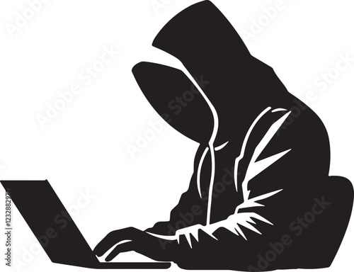 Hacker icon silhouette, vector illustrastion.