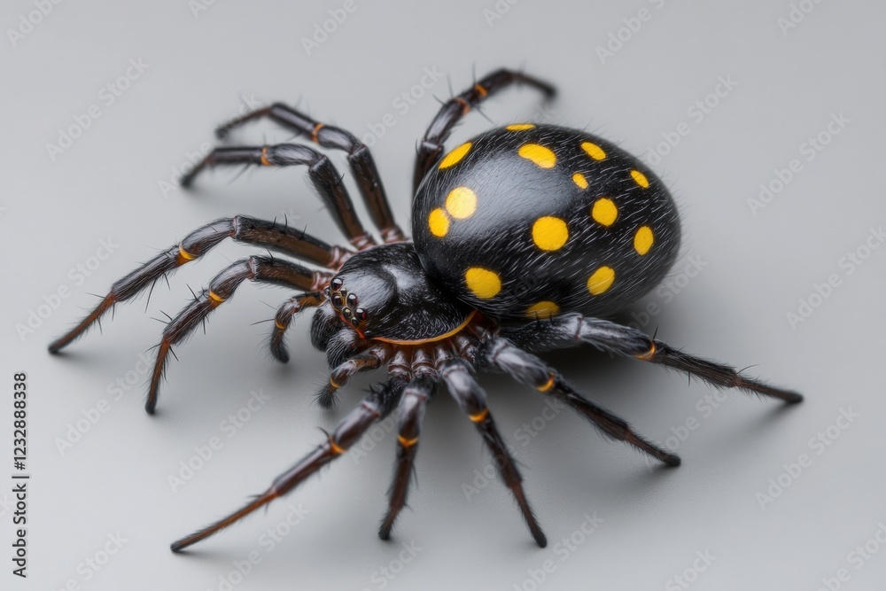 Fototapeta premium close-up of a black spider with yellow spots