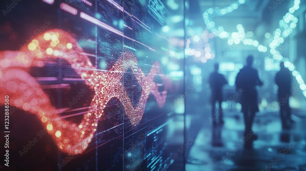 Obraz premium Digital Wave, Abstract Data Visualization in a Tech Environment