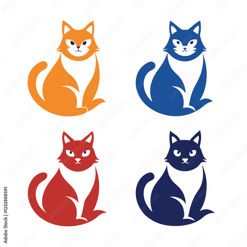 Fototapeta premium Vector silhouette cartoon cat