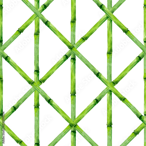 Beautiful vector seamless pattern with hand drawn bamboo lattice in vacation style. Ready print design.