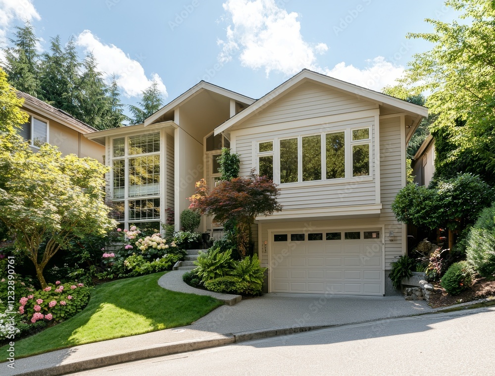 Fototapeta premium A serene and healthy front yard in late spring