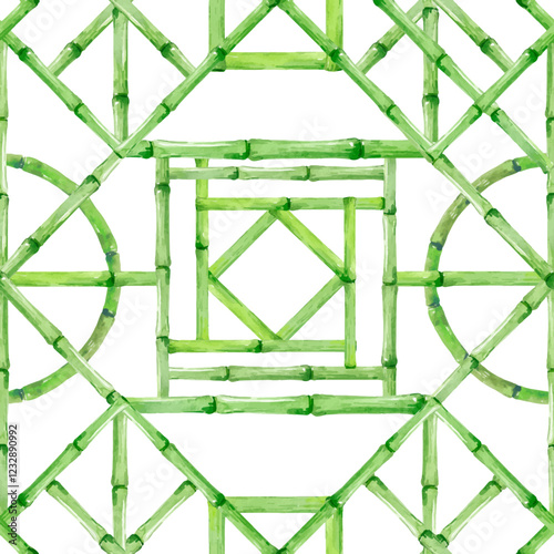 Beautiful vector seamless pattern with hand drawn bamboo lattice in vacation style. Ready print design.