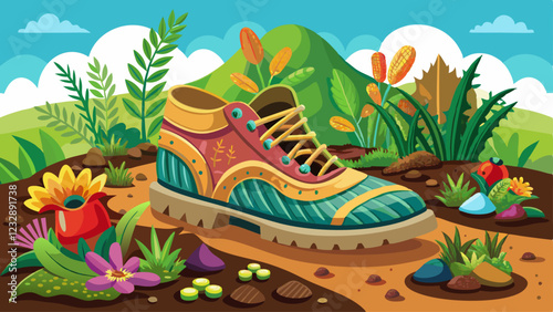 Casual footwear utilizing natural materials that safely reintegrate into the soil.