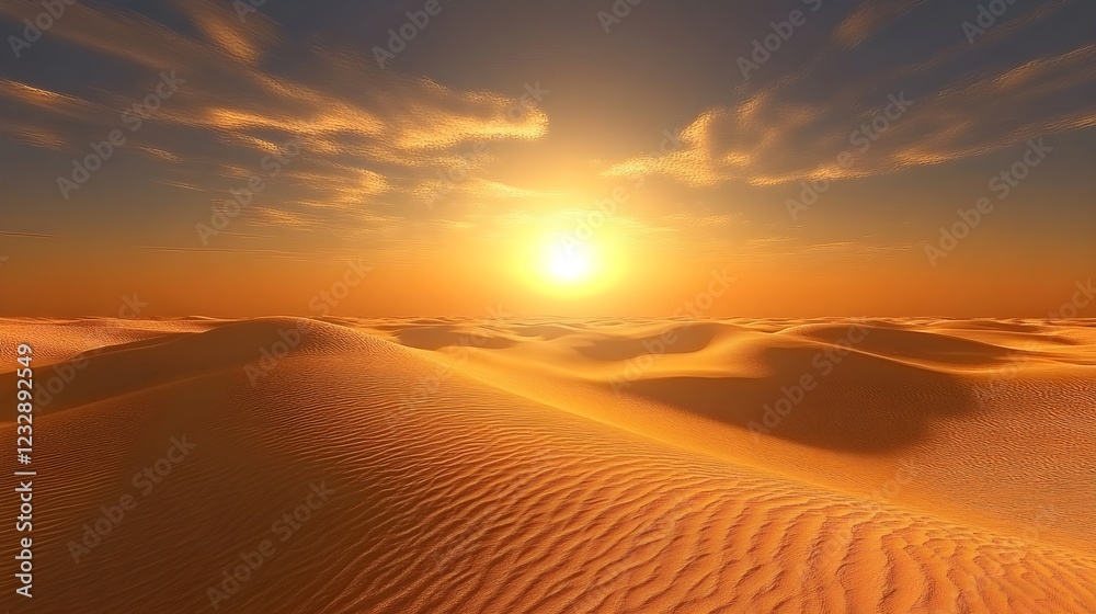 Stunning Sunset Over Golden Sand Dunes in Dammam, Saudi Arabia - Generative AI Stunning Sunset Over Golden Sand Dunes in Dammam, Saudi Arabia - Generative AI