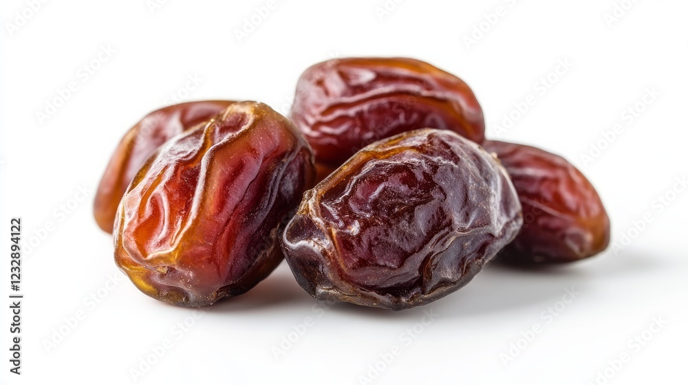 Tasty, naturally sweet dried dates against a white background Tasty, naturally sweet dried dates against a white background