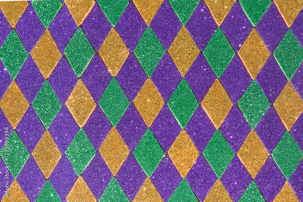 Obraz premium Glittering Harlequin Pattern. Mardi gras background