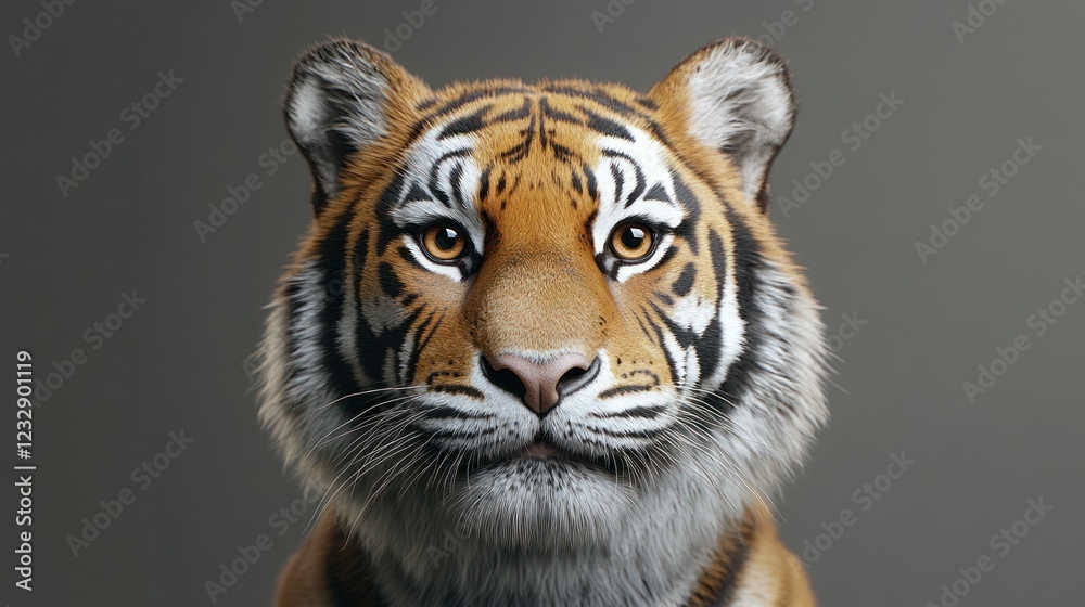 Obraz premium Tiger portrait, studio shot, neutral background, wildlife imagery